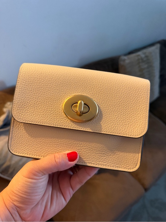 Coach Handbags - Coach JLo Small Pebbled Leather Crossbody in Light Beige with Gold Turn-Lock